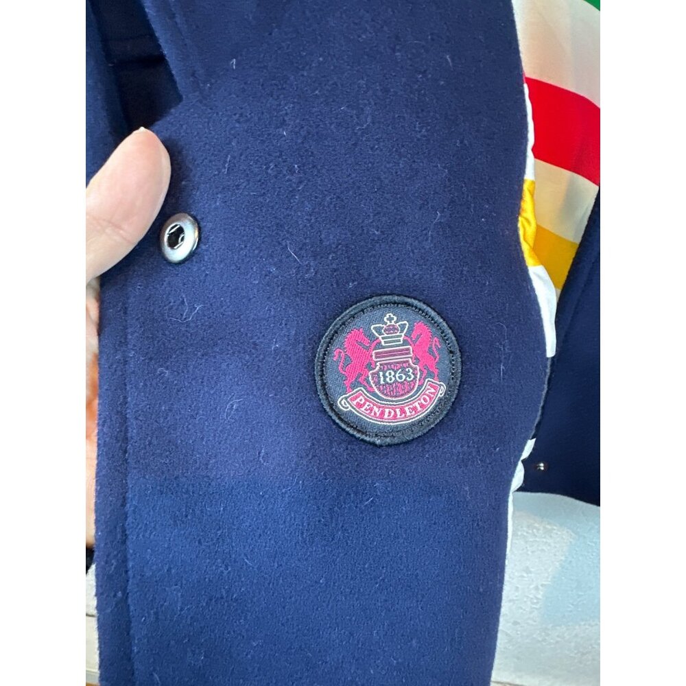 Pendleton Wool Duffle Coat Jacket Navy Hooded Tog… - image 5